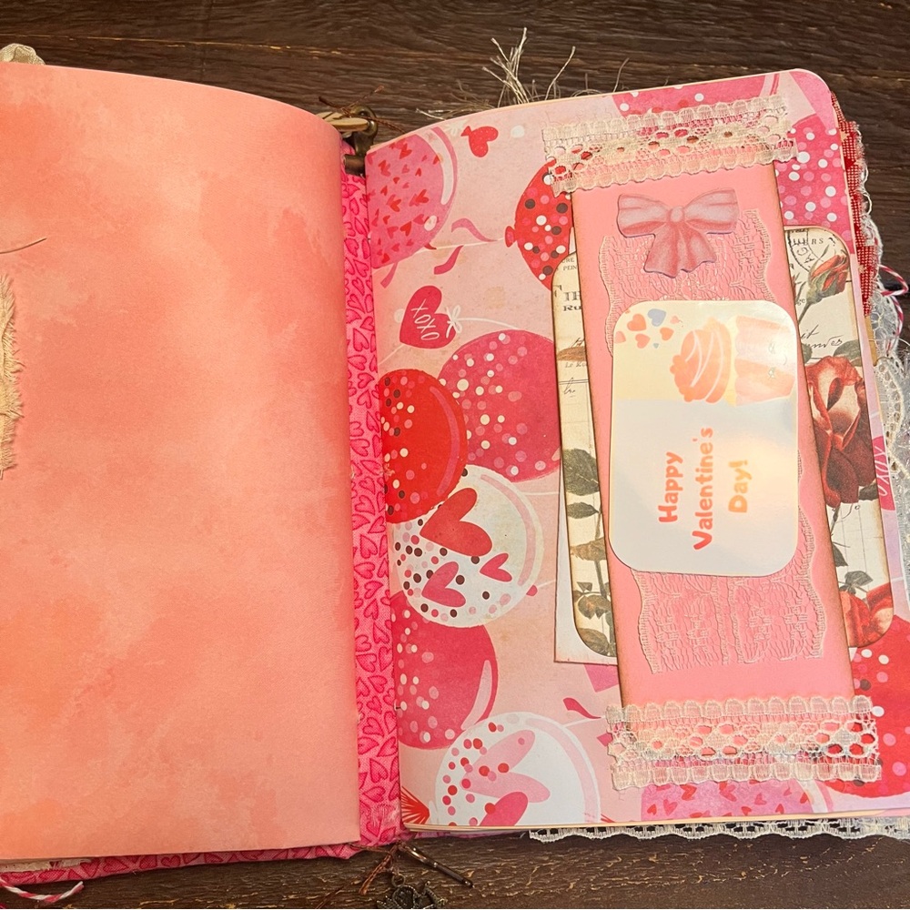 Valentine’s Junk Journal Pink Feminine Boho Grungy Lace Heart To My Valentine - Picture 16 of 16